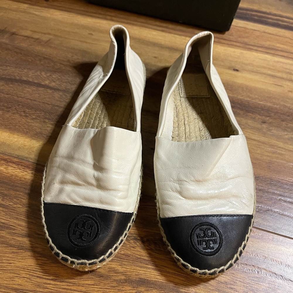 Tory Burch black and white espadrilles